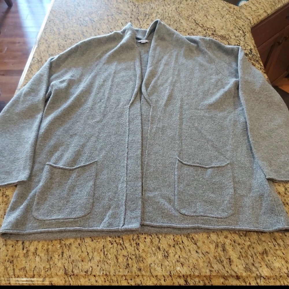 J. Jill Charcoal Knit Cardigan merino wool blend